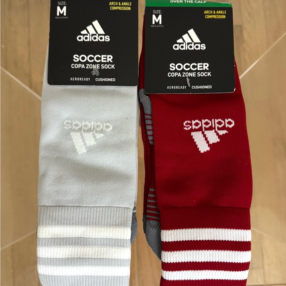 ADIDAS Athletic Socks Red and Gray Performance